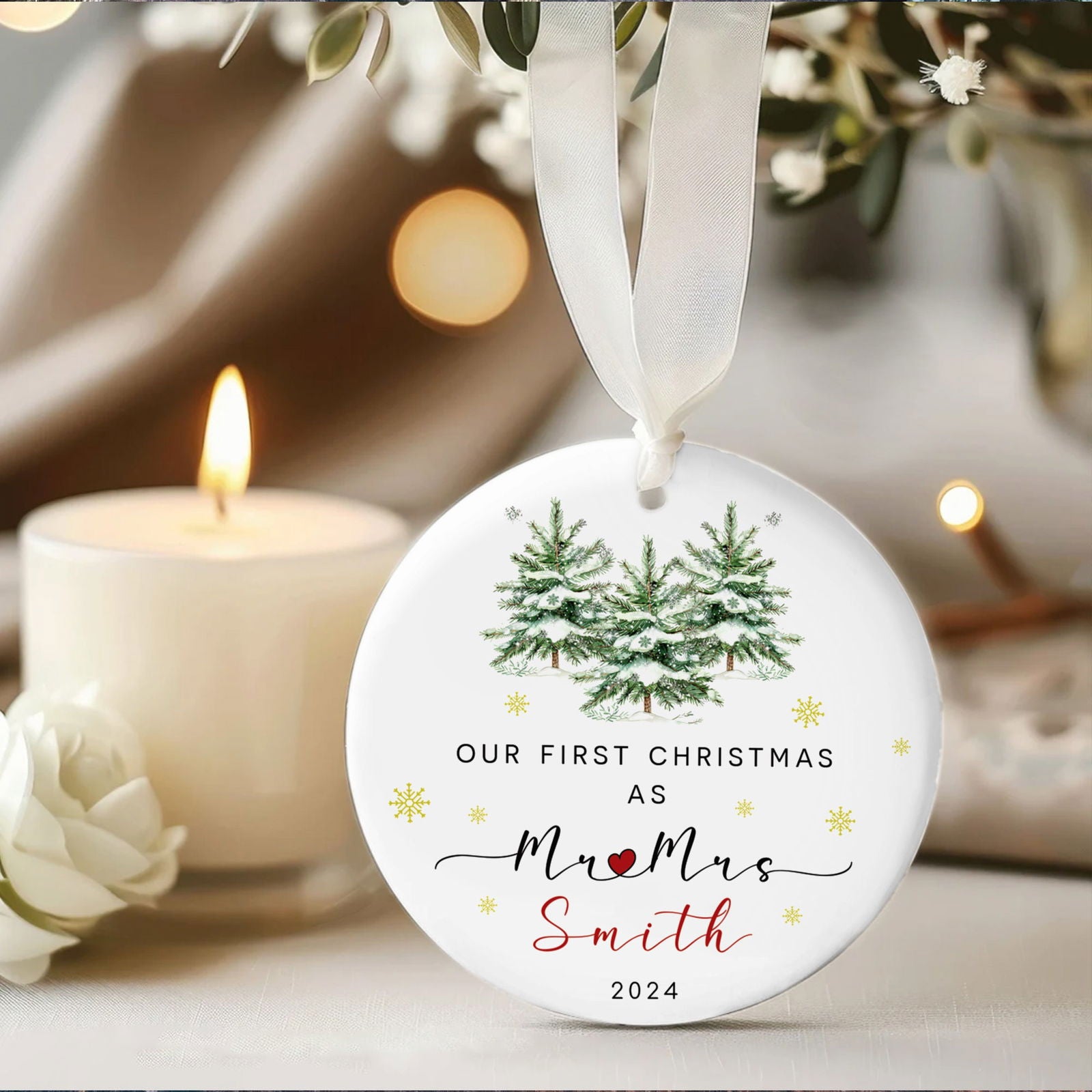 Custom Couple Ornament Gift, Ornament Engagement Gift For Newly Engaged Couple CX03-46 - Kindlytoys