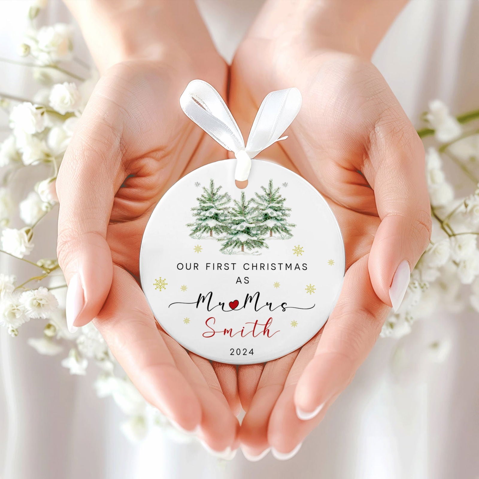 Custom Couple Ornament Gift, Ornament Engagement Gift For Newly Engaged Couple CX03-46 - Kindlytoys