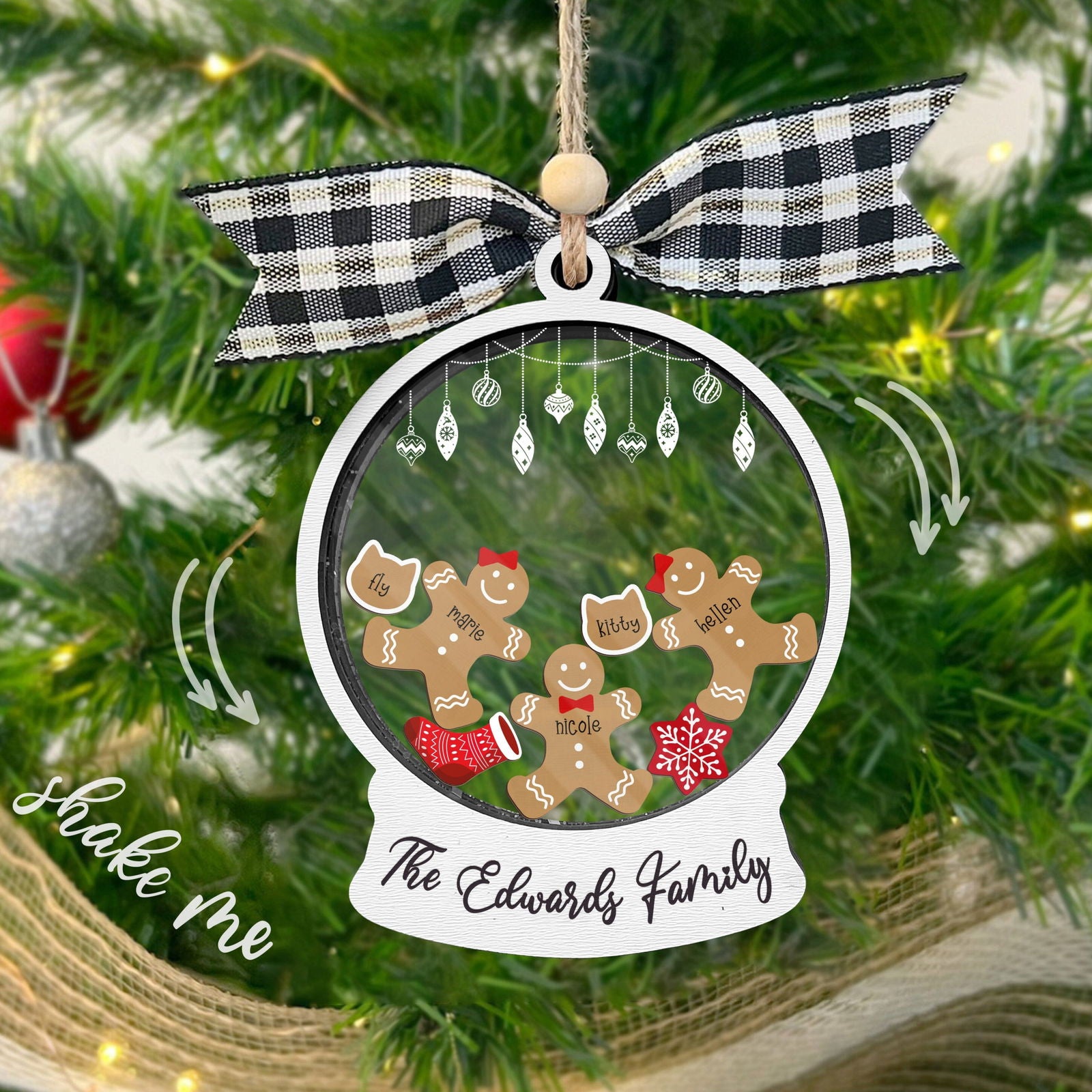 Custom Family Christmas Ornament With Pets, Personalized Gingerbread Family Ornament 2024, CF04 - Kindlytoys