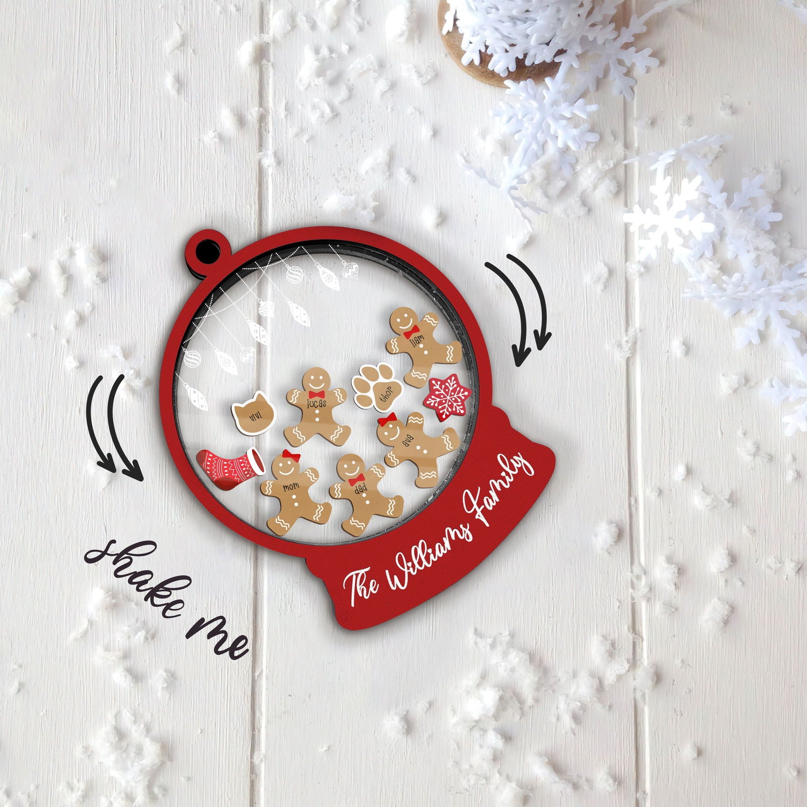 Custom Family Christmas Ornament With Pets, Personalized Gingerbread Family Ornament 2024, CF04 - Kindlytoys