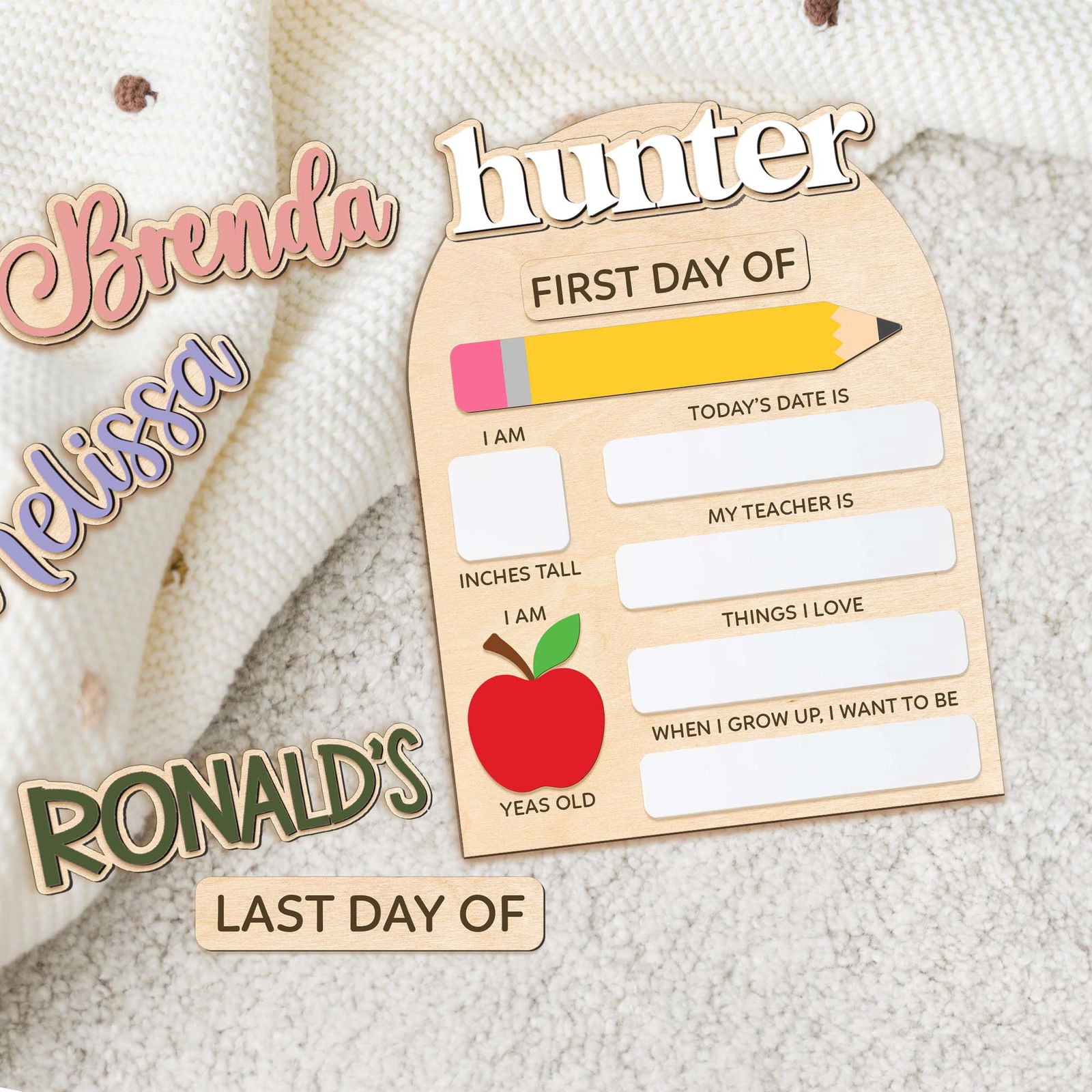 Custom First Day Last Day of School Interchangeable Sign SS59 - Kindlytoys