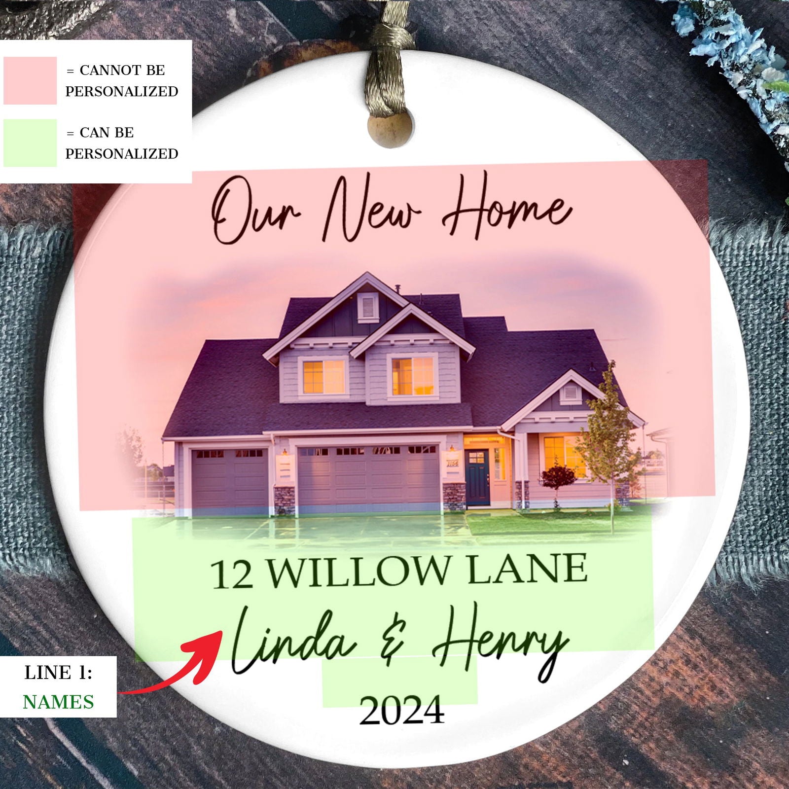 Custom House Address Christmas Ornament, Couples New Home Ornament CX01-3 - Kindlytoys