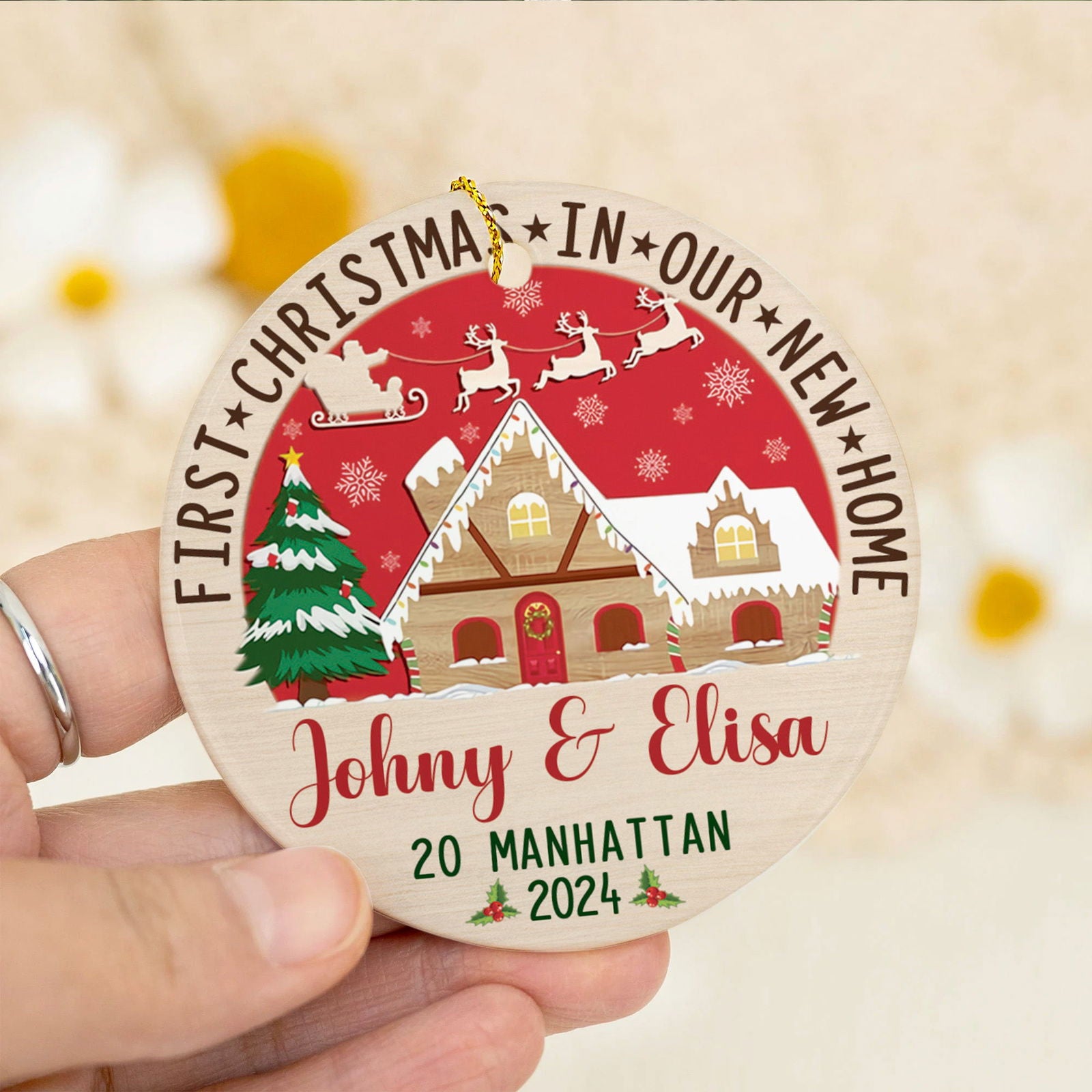 Custom House Address Christmas Ornament, Custom New House Gift Ideas, Personalized New Home Ornament, Housewarming Gifts for New House Ornament, Welcome Home Gifts, Personalized First Christmas in Our New Home Ornament, Couples New Home Ornament CX01-2 - Kindlytoys