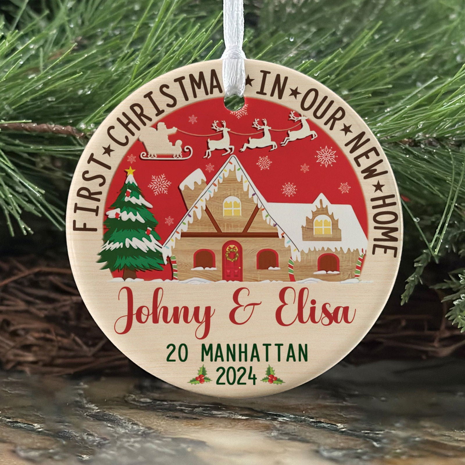 Custom House Address Christmas Ornament, Custom New House Gift Ideas, Personalized New Home Ornament, Housewarming Gifts for New House Ornament, Welcome Home Gifts, Personalized First Christmas in Our New Home Ornament, Couples New Home Ornament CX01-2 - Kindlytoys