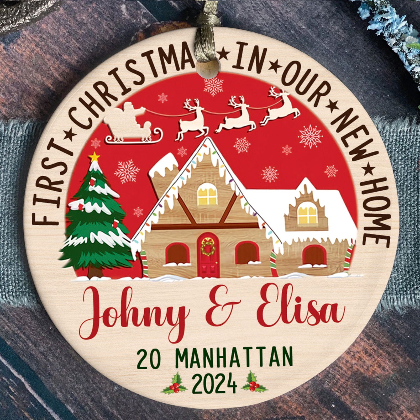 Custom House Address Christmas Ornament, Custom New House Gift Ideas, Personalized New Home Ornament, Housewarming Gifts for New House Ornament, Welcome Home Gifts, Personalized First Christmas in Our New Home Ornament, Couples New Home Ornament CX01-2 - Kindlytoys