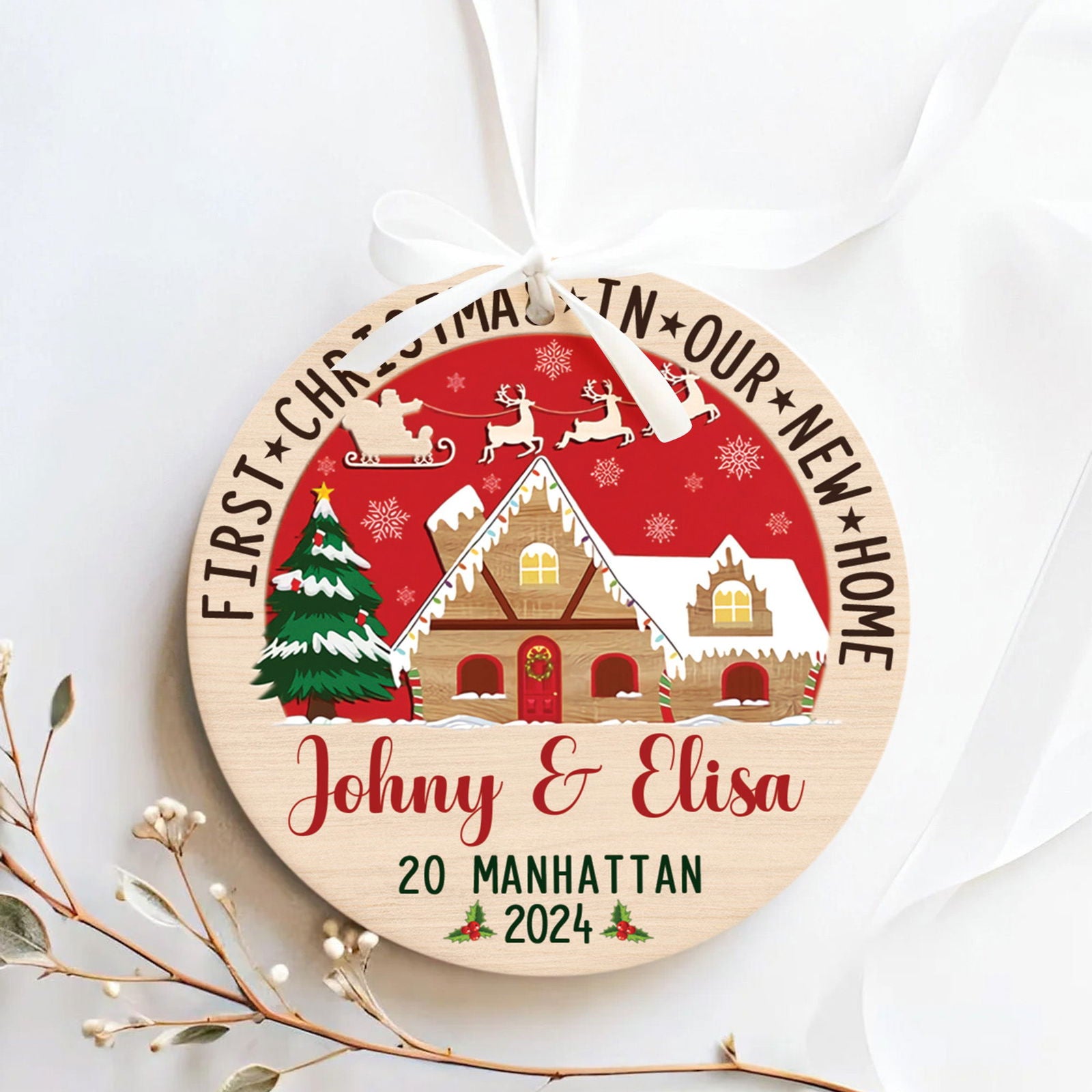 Custom House Address Christmas Ornament, Custom New House Gift Ideas, Personalized New Home Ornament, Housewarming Gifts for New House Ornament, Welcome Home Gifts, Personalized First Christmas in Our New Home Ornament, Couples New Home Ornament CX01-2 - Kindlytoys