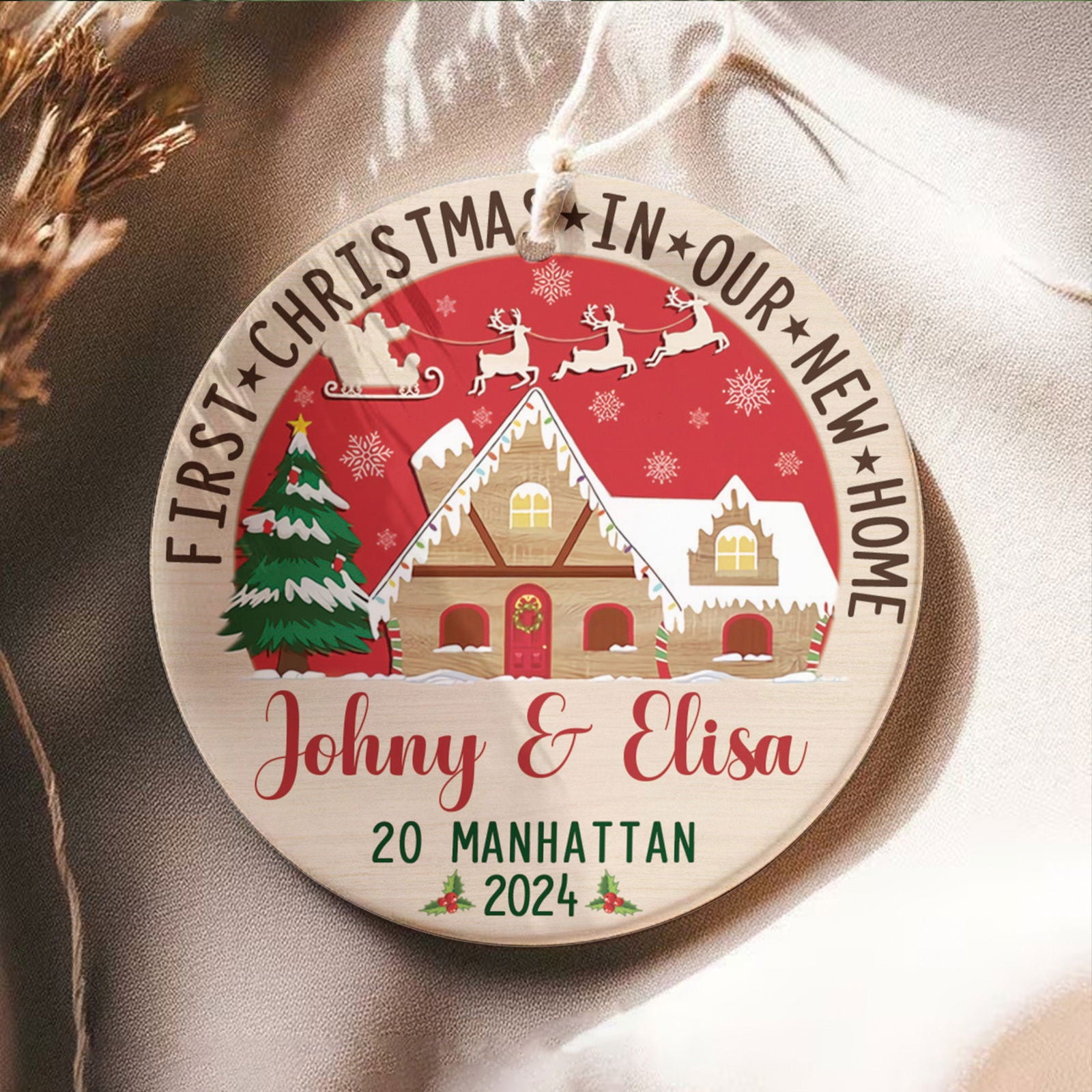 Custom House Address Christmas Ornament, Custom New House Gift Ideas, Personalized New Home Ornament, Housewarming Gifts for New House Ornament, Welcome Home Gifts, Personalized First Christmas in Our New Home Ornament, Couples New Home Ornament CX01-2 - Kindlytoys