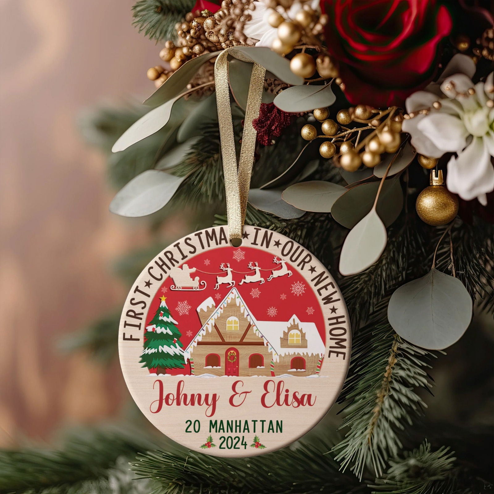 Custom House Address Christmas Ornament, Custom New House Gift Ideas, Personalized New Home Ornament, Housewarming Gifts for New House Ornament, Welcome Home Gifts, Personalized First Christmas in Our New Home Ornament, Couples New Home Ornament CX01-2 - Kindlytoys