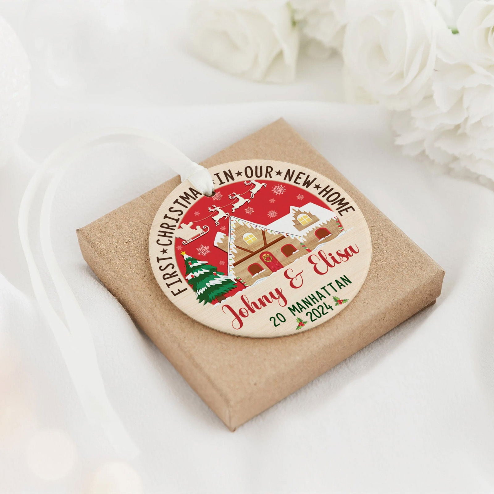 Custom House Address Christmas Ornament, Custom New House Gift Ideas, Personalized New Home Ornament, Housewarming Gifts for New House Ornament, Welcome Home Gifts, Personalized First Christmas in Our New Home Ornament, Couples New Home Ornament CX01-2 - Kindlytoys