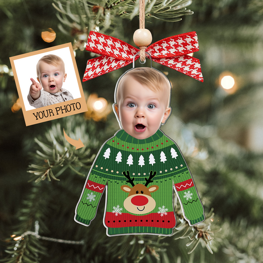 Custom Kid's Face Christmas Ornament Gift For Grandparents, Personalized Acrylic Ornament CF651 - Kindlytoys