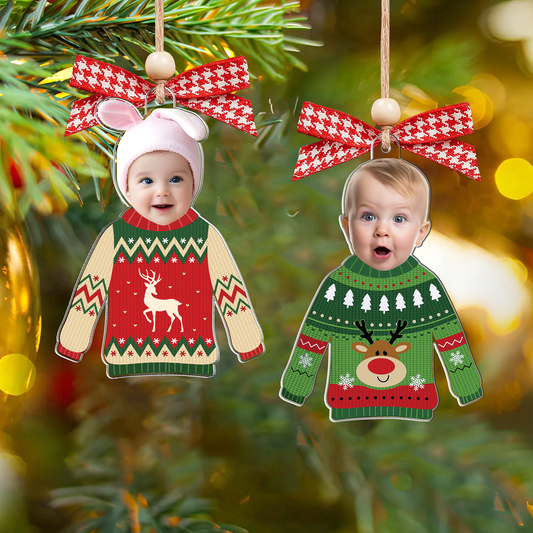 Custom Kid's Face Christmas Ornament Gift For Grandparents, Personalized Acrylic Ornament CF651 - Kindlytoys