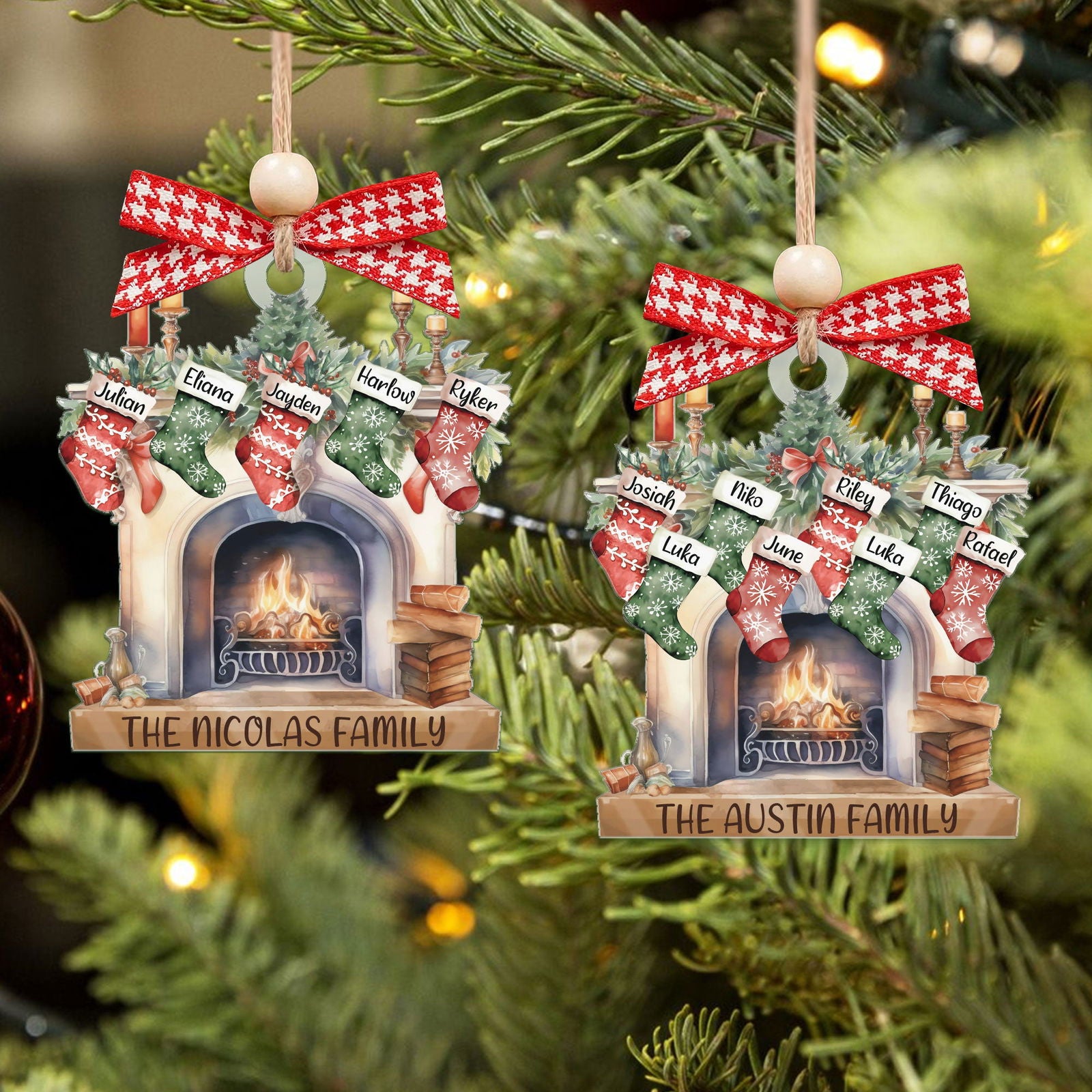 Custom Pet Family Christmas Ornaments, Flat Acrylic Family Ornament With Pets CF265 - Kindlytoys