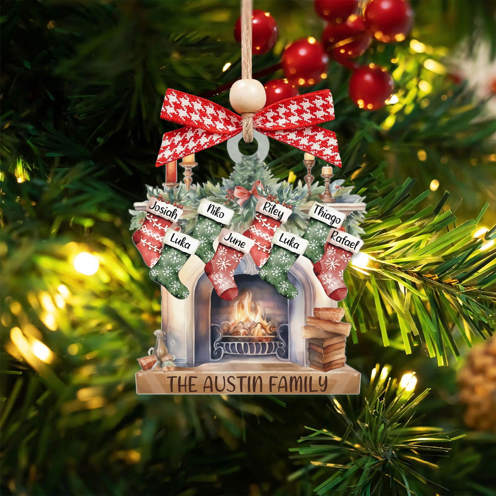 Custom Pet Family Christmas Ornaments, Flat Acrylic Family Ornament With Pets CF265 - Kindlytoys
