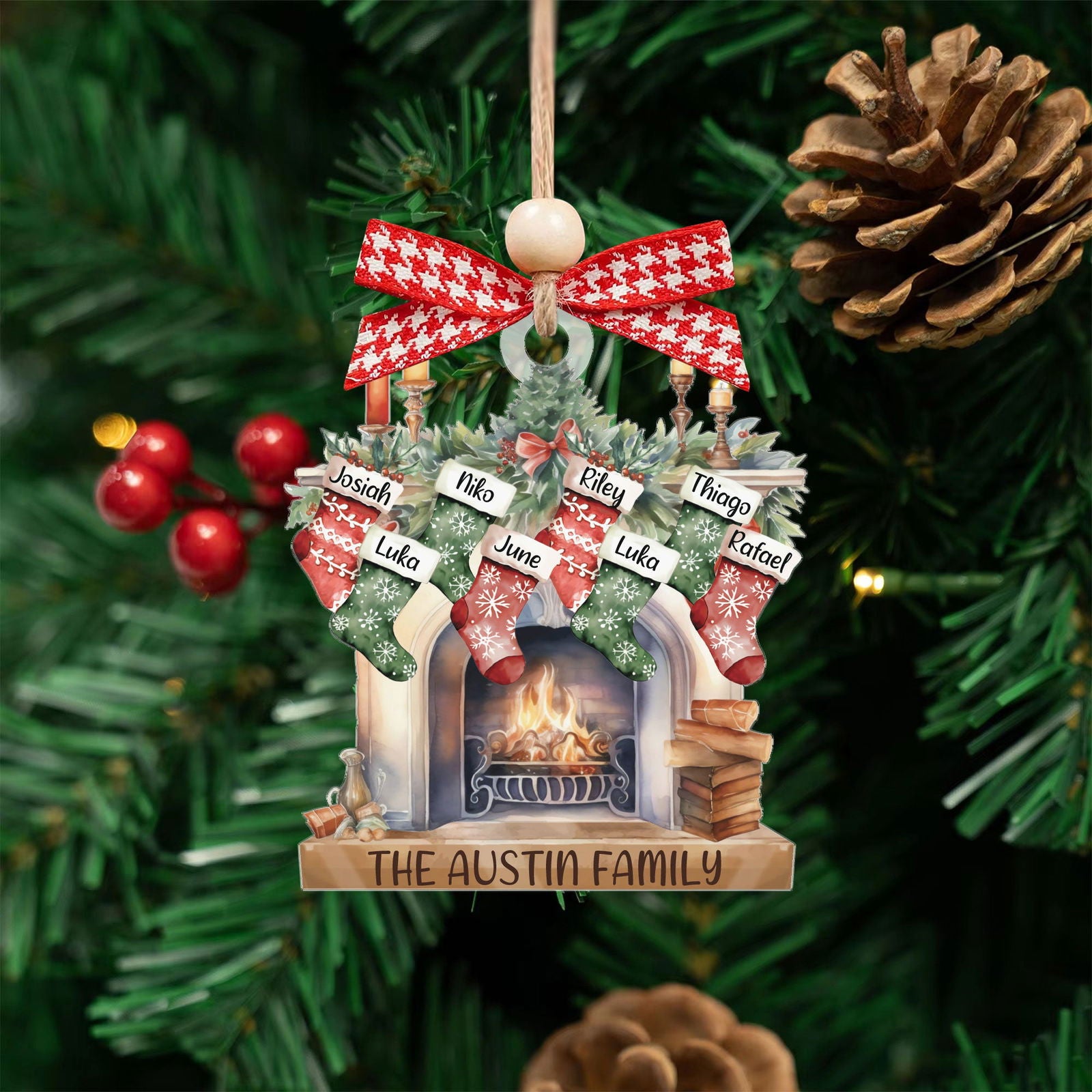 Custom Pet Family Christmas Ornaments, Flat Acrylic Family Ornament With Pets CF265 - Kindlytoys