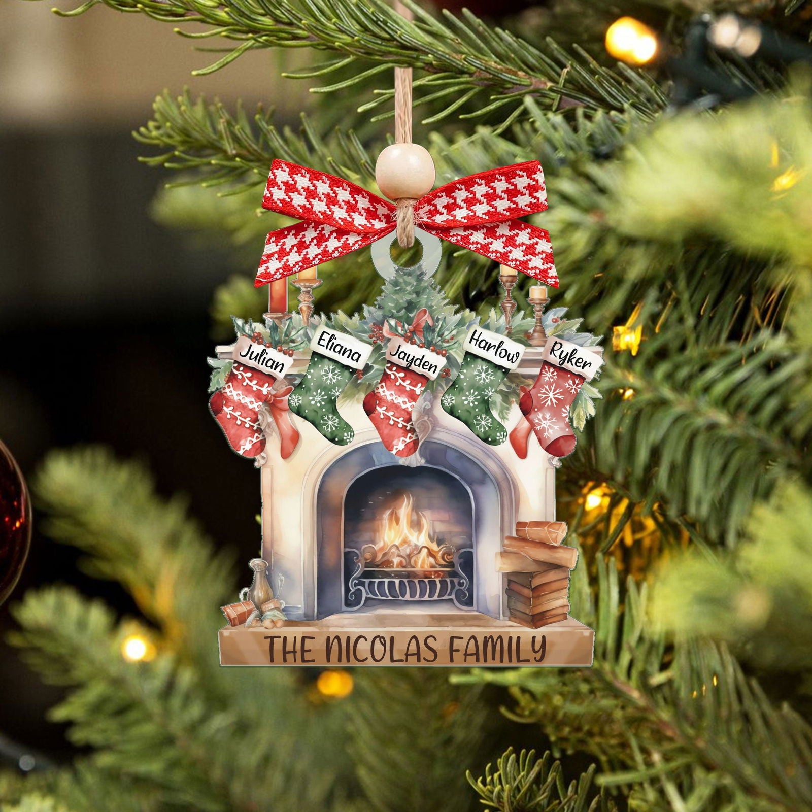 Custom Pet Family Christmas Ornaments, Flat Acrylic Family Ornament With Pets CF265 - Kindlytoys