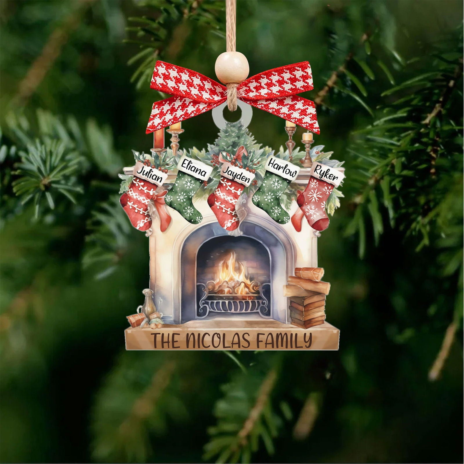 Custom Pet Family Christmas Ornaments, Flat Acrylic Family Ornament With Pets CF265 - Kindlytoys