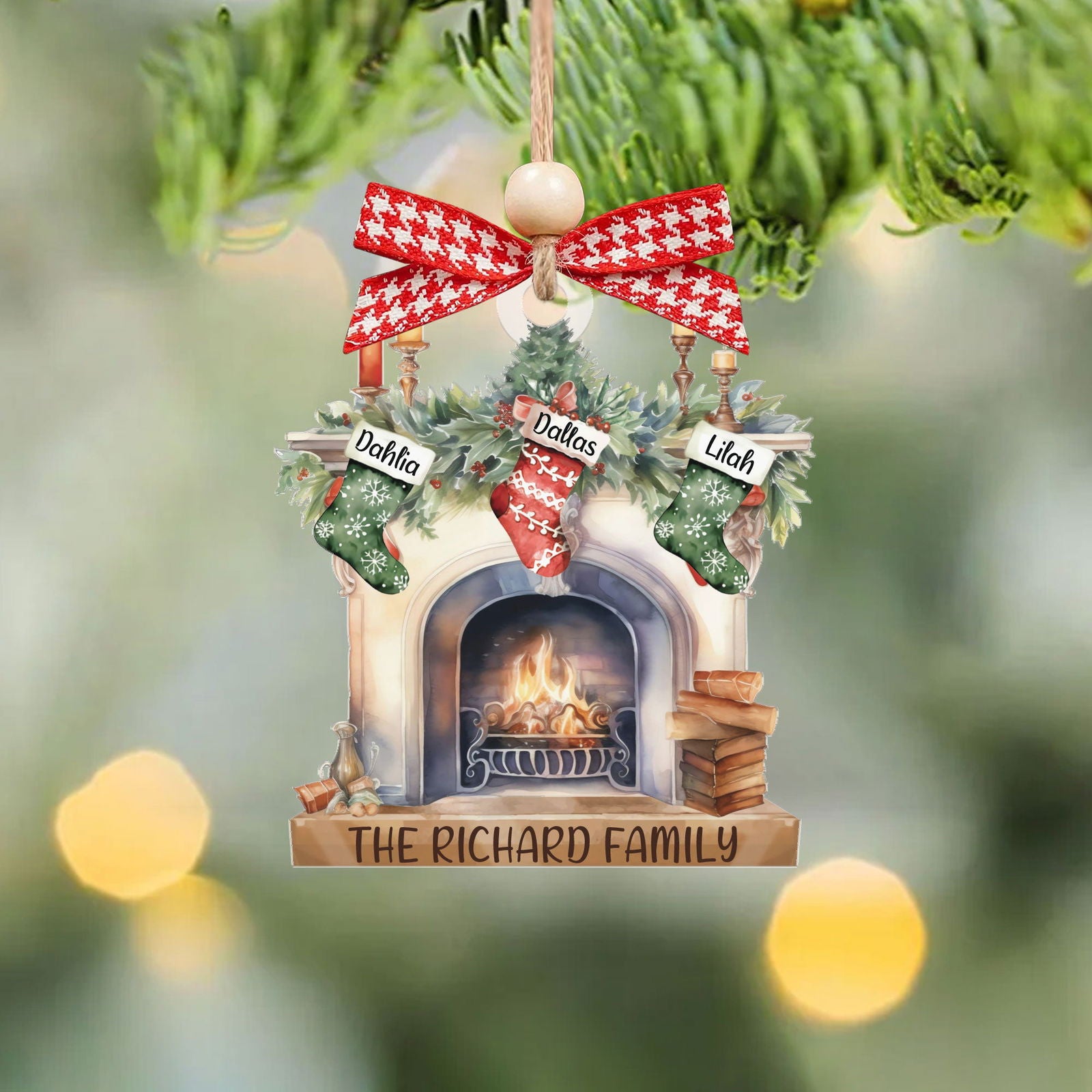 Custom Pet Family Christmas Ornaments, Flat Acrylic Family Ornament With Pets CF265 - Kindlytoys