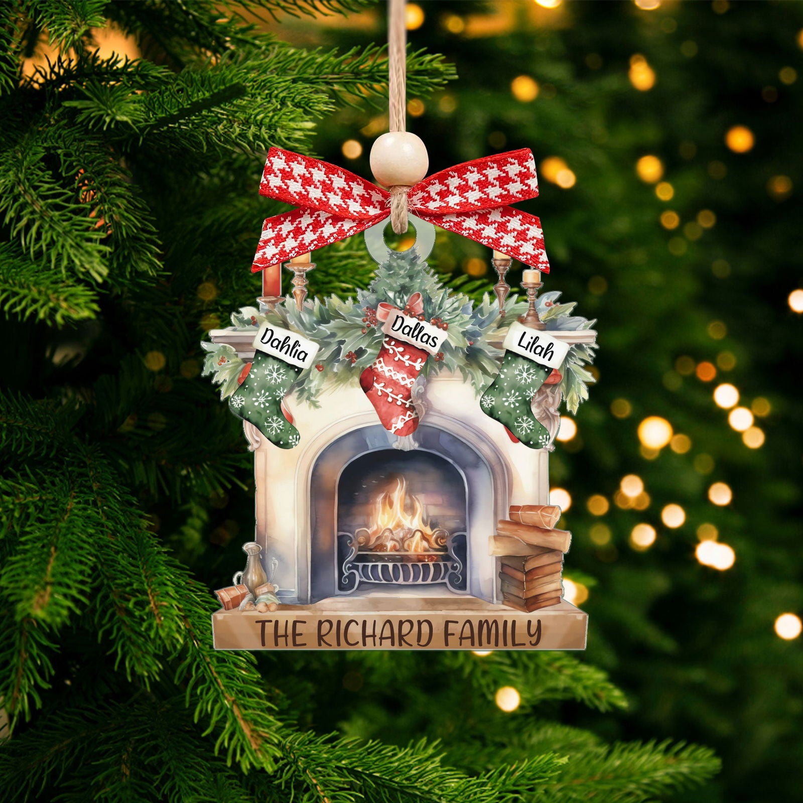 Custom Pet Family Christmas Ornaments, Flat Acrylic Family Ornament With Pets CF265 - Kindlytoys