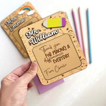 Custom Teacher Sticky Note Holder, Personalized Gift for Teacher, Teacher Appreciation Gift, Sticky Note Pad Holder SN08 - Kindlytoys