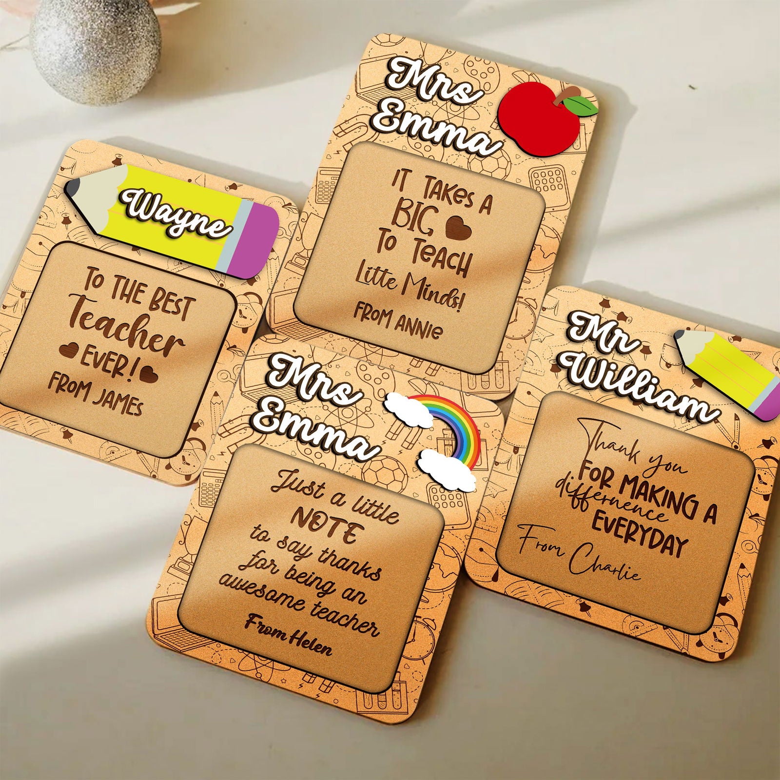 Custom Teacher Sticky Note Holder, Personalized Gift for Teacher, Teacher Appreciation Gift, Sticky Note Pad Holder SN08 - Kindlytoys
