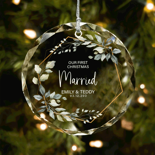 Custom Wedding Christmas Glass Ornament, Location Map Wedding Ornament, Married Ornament, Wedding Ornament, Personalized Ornament Wedding GX05-12 - Kindlytoys