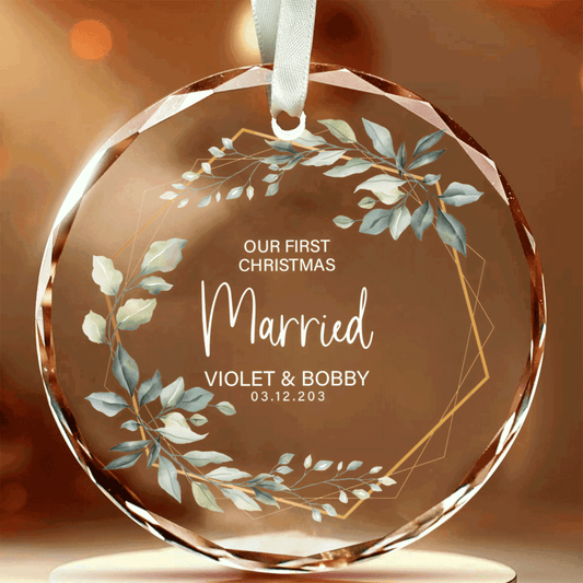 Custom Wedding Christmas Glass Ornament, Location Map Wedding Ornament, Married Ornament, Wedding Ornament, Personalized Ornament Wedding GX05-12 - Kindlytoys