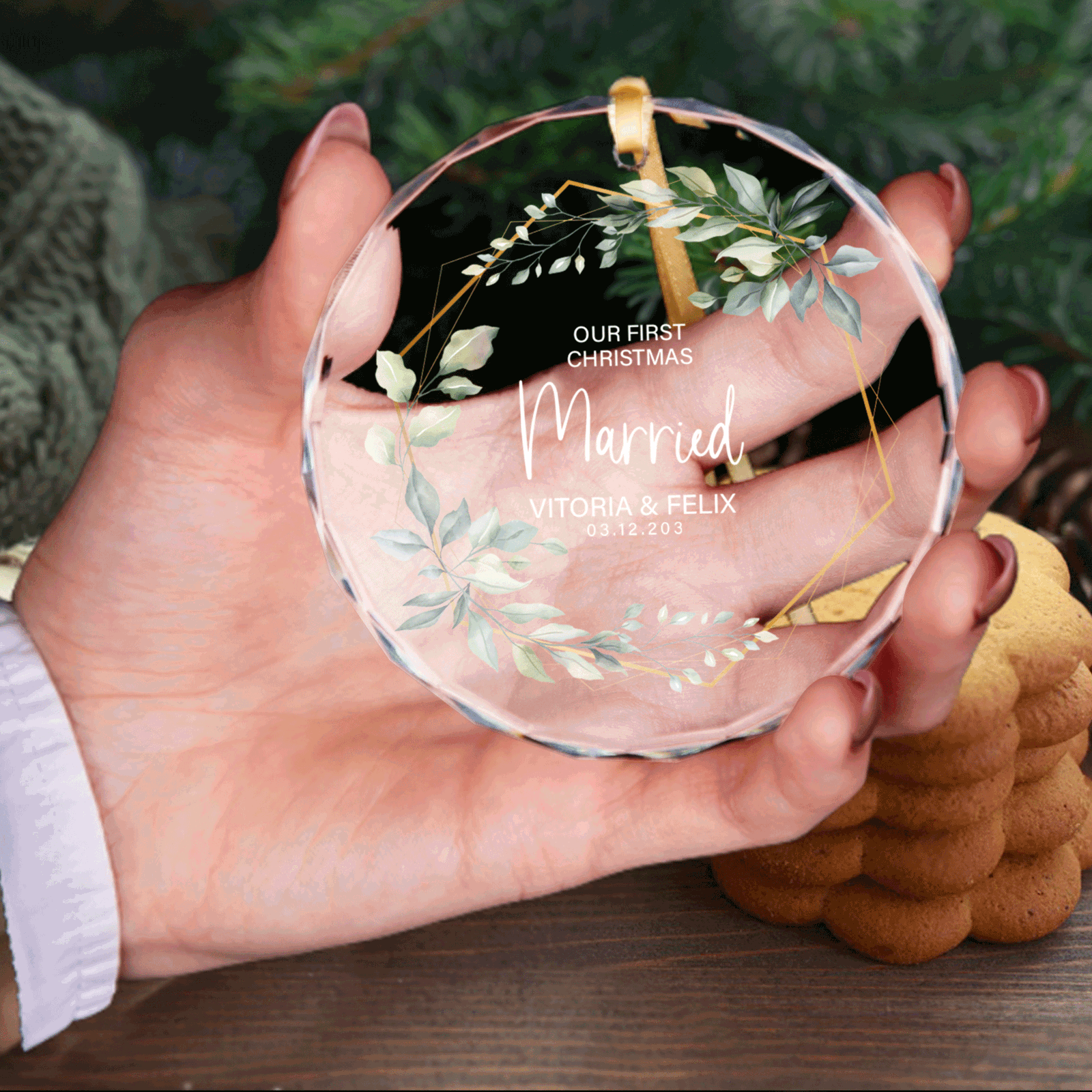 Custom Wedding Christmas Glass Ornament, Location Map Wedding Ornament, Married Ornament, Wedding Ornament, Personalized Ornament Wedding GX05-12 - Kindlytoys
