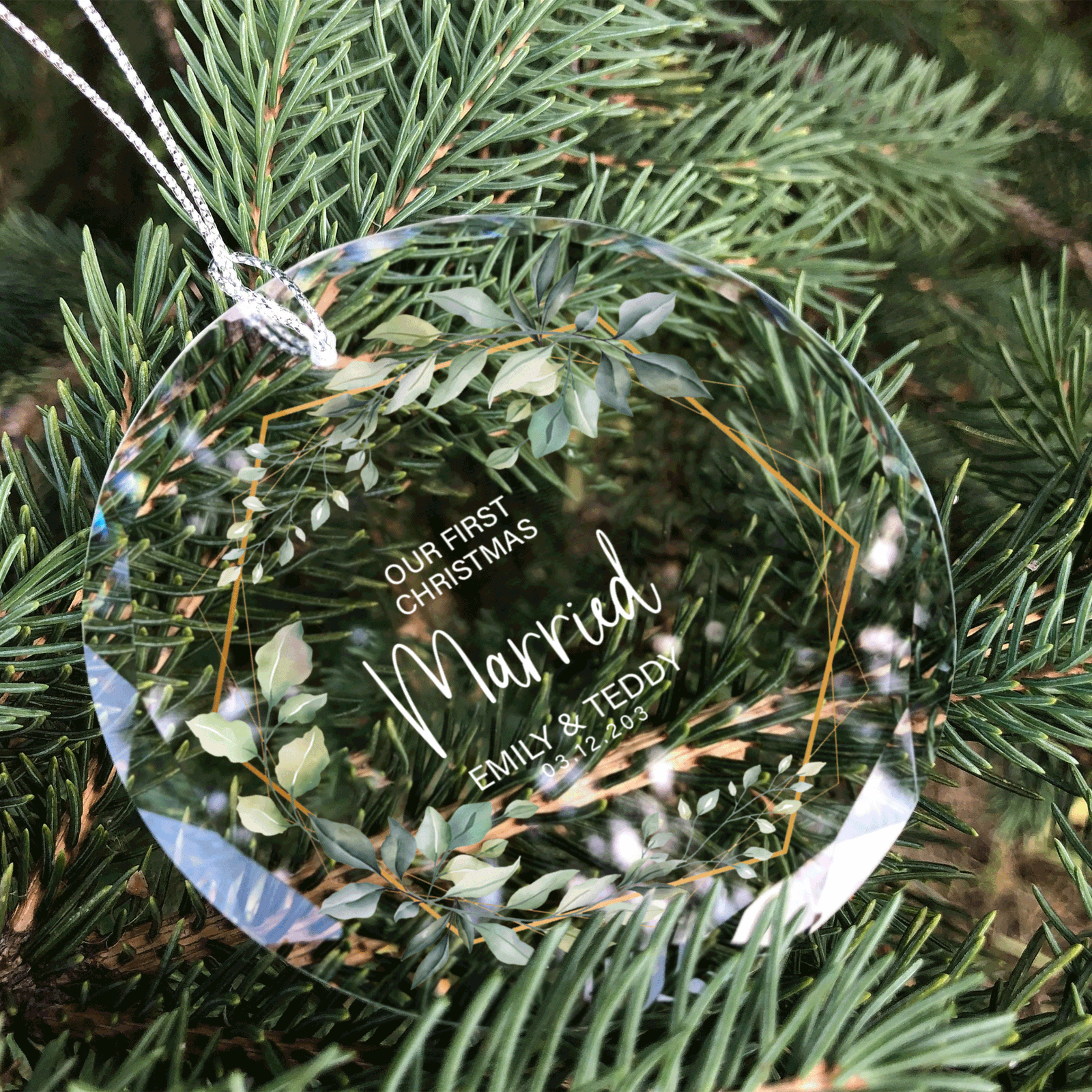 Custom Wedding Christmas Glass Ornament, Location Map Wedding Ornament, Married Ornament, Wedding Ornament, Personalized Ornament Wedding GX05-12 - Kindlytoys