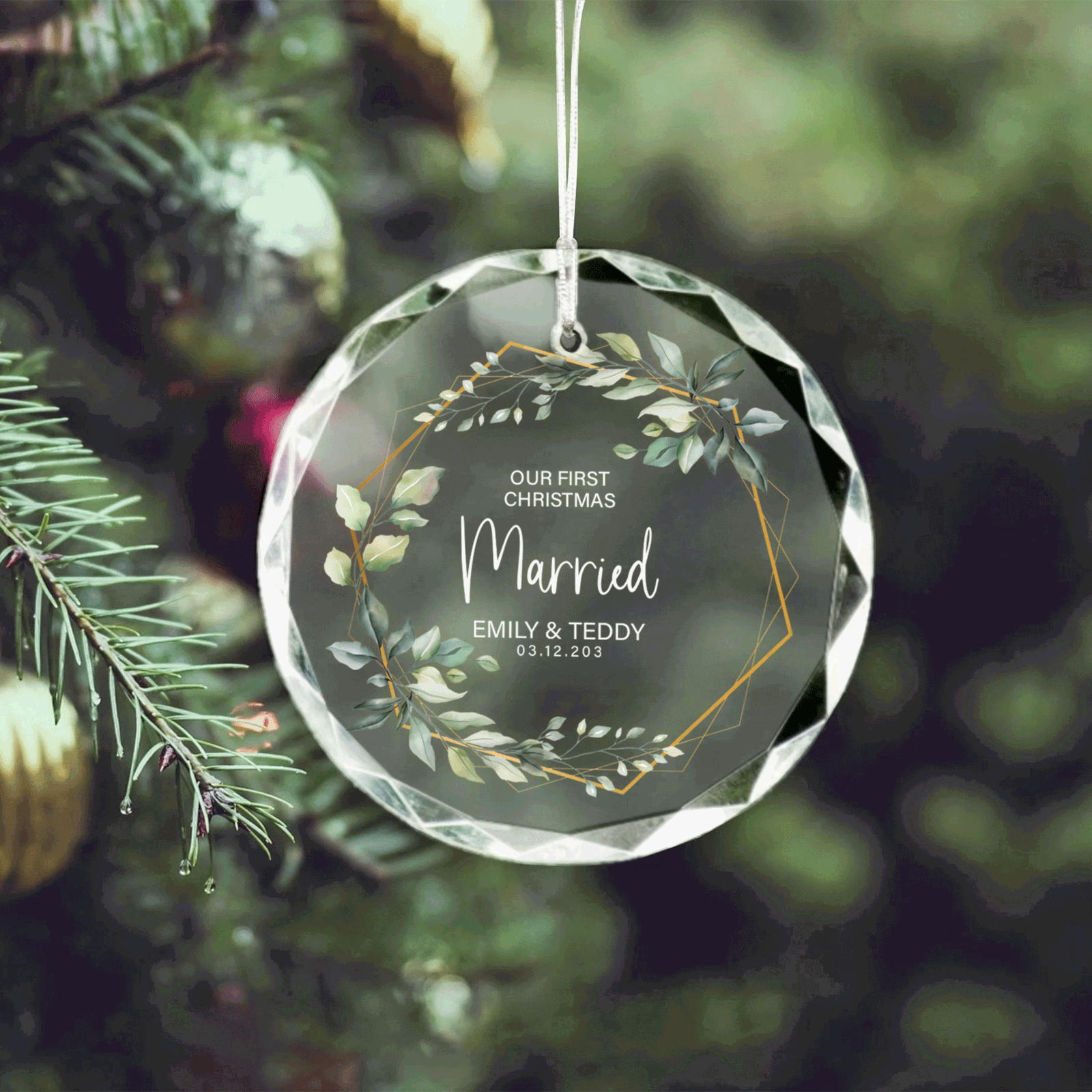 Custom Wedding Christmas Glass Ornament, Location Map Wedding Ornament, Married Ornament, Wedding Ornament, Personalized Ornament Wedding GX05-12 - Kindlytoys