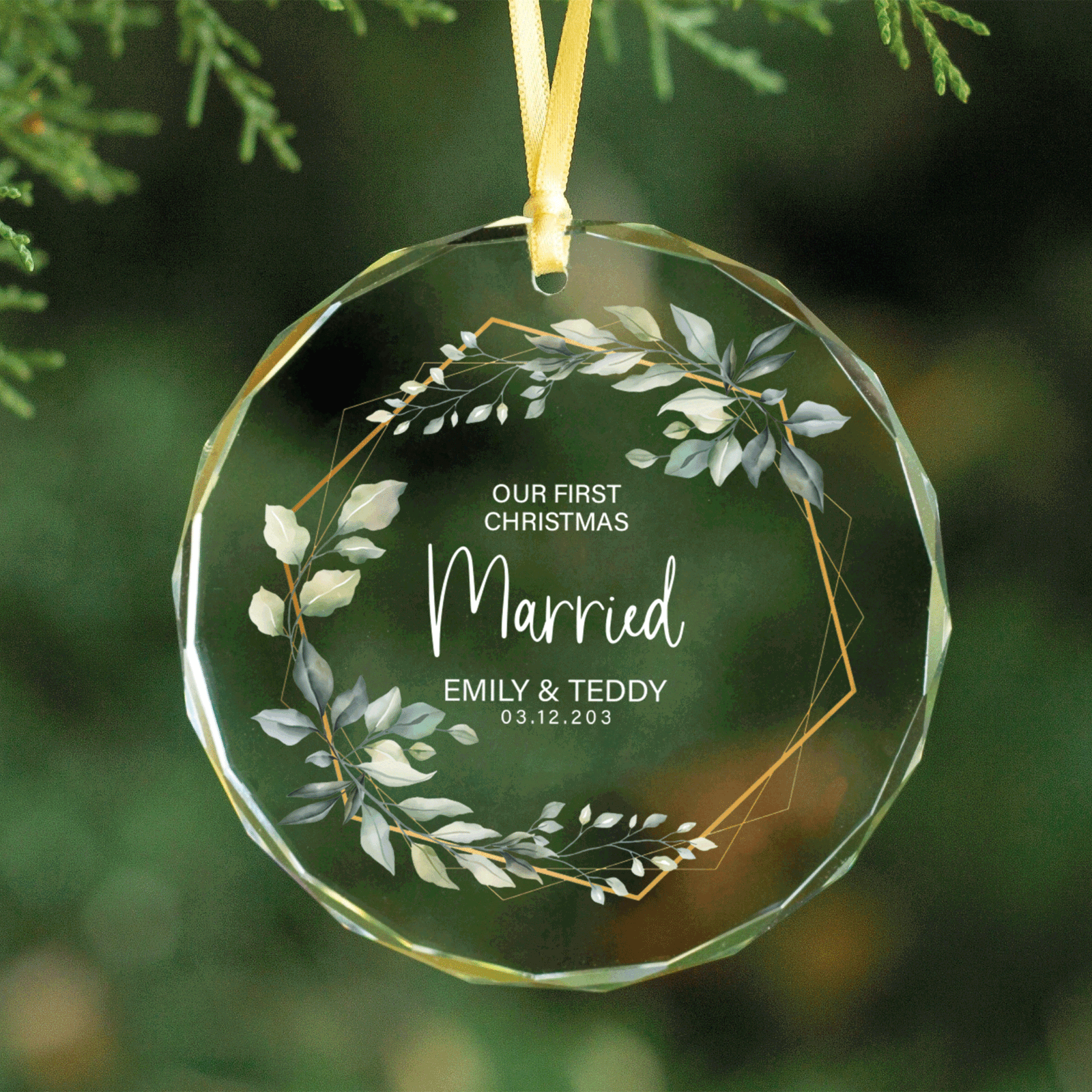 Custom Wedding Christmas Glass Ornament, Location Map Wedding Ornament, Married Ornament, Wedding Ornament, Personalized Ornament Wedding GX05-12 - Kindlytoys