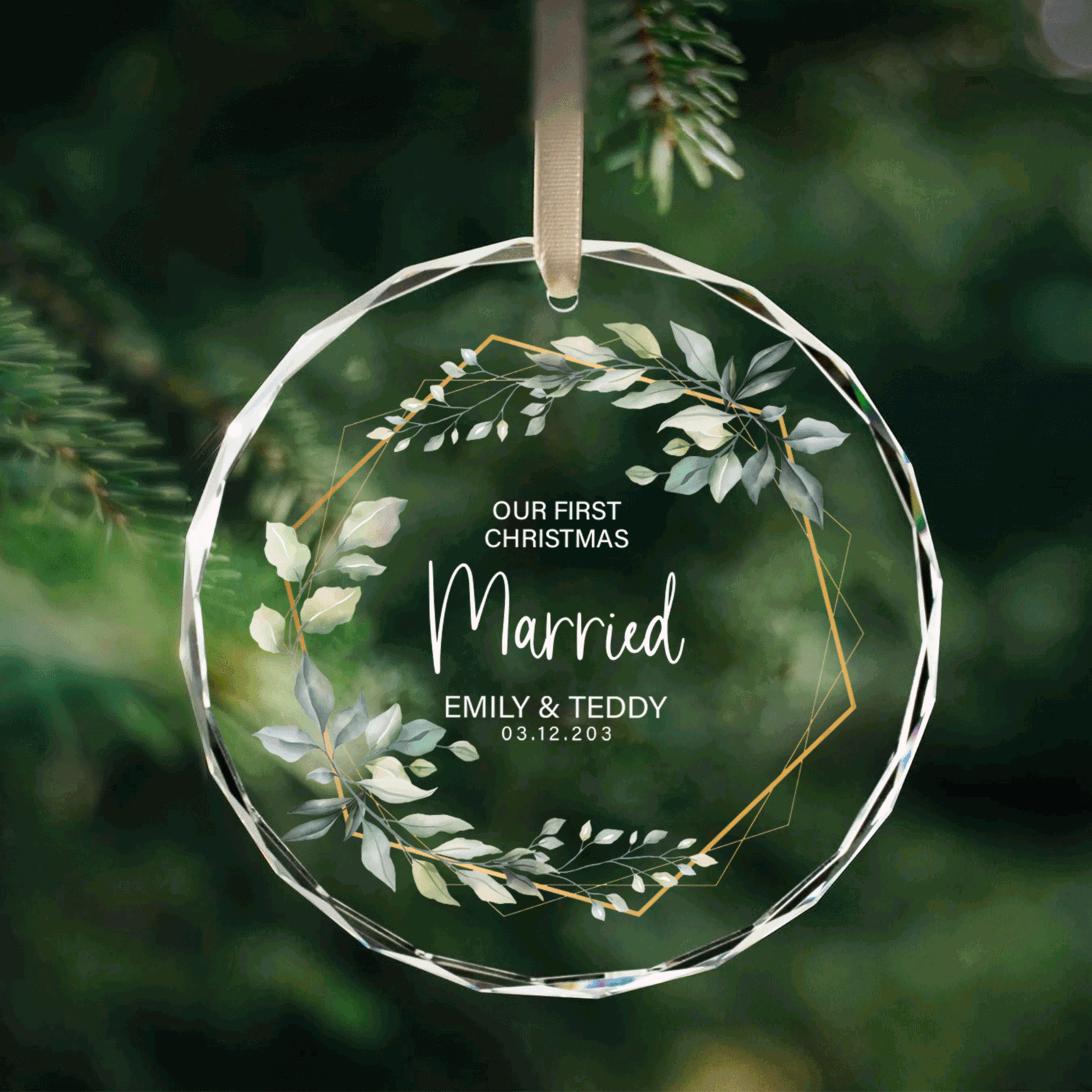 Custom Wedding Christmas Glass Ornament, Location Map Wedding Ornament, Married Ornament, Wedding Ornament, Personalized Ornament Wedding GX05-12 - Kindlytoys