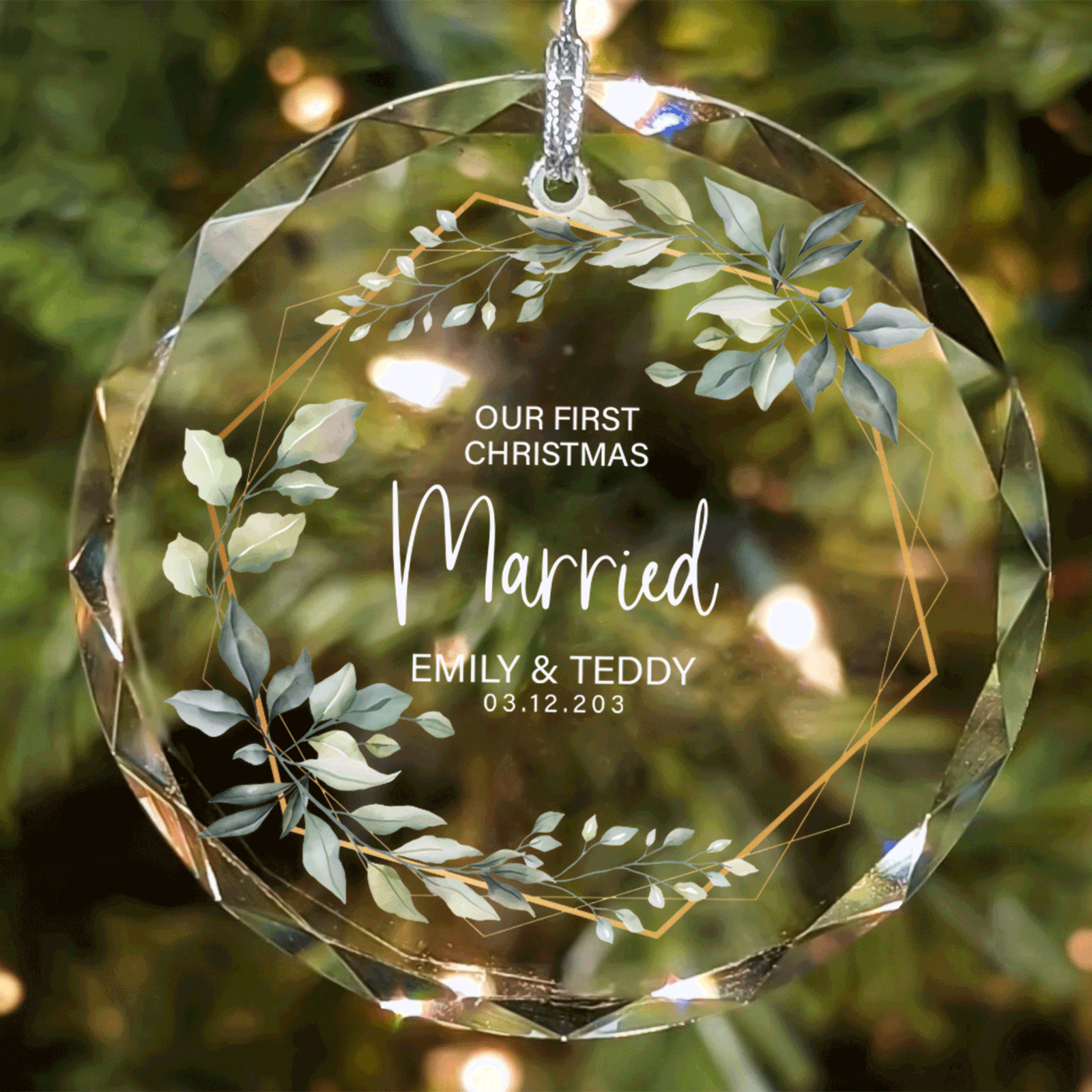 Custom Wedding Christmas Glass Ornament, Location Map Wedding Ornament, Married Ornament, Wedding Ornament, Personalized Ornament Wedding GX05-12 - Kindlytoys
