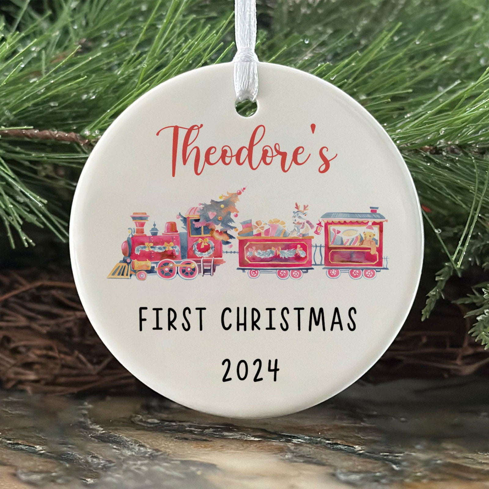 Customized Ceramic Baby Christmas Ornament, Personalized First Christmas Baby Ornament Gift, Holiday Keepsake Ornament, First Christmas Gift, Gift For Baby CX02-63 - Kindlytoys