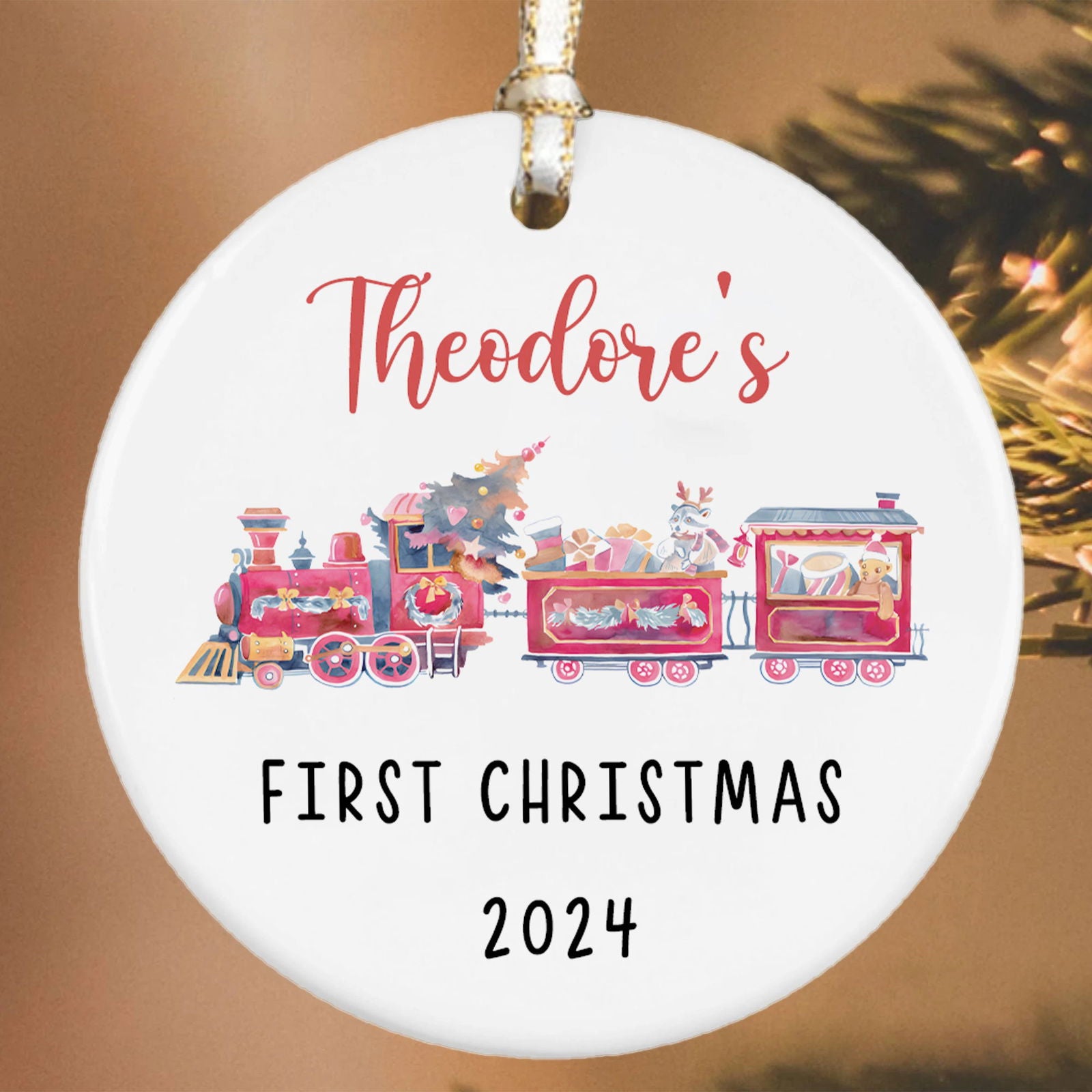 Customized Ceramic Baby Christmas Ornament, Personalized First Christmas Baby Ornament Gift, Holiday Keepsake Ornament, First Christmas Gift, Gift For Baby CX02-63 - Kindlytoys
