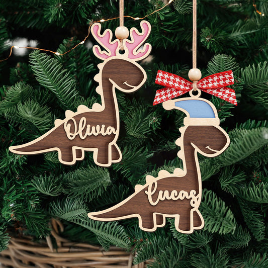 Customized Dinosaur Wooden Name Tags, Personalized Christmas Stocking Tag KT34 - Kindlytoys