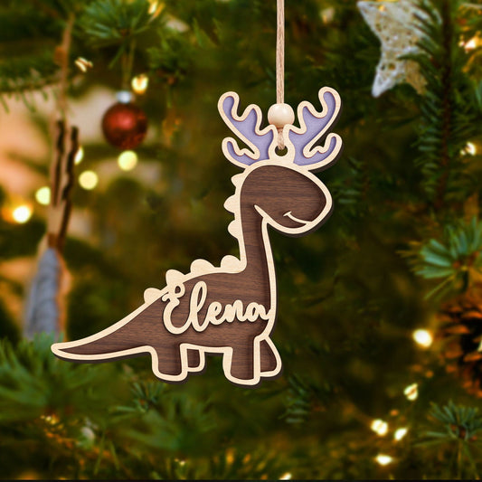 Customized Dinosaur Wooden Name Tags, Personalized Christmas Stocking Tag KT34 - Kindlytoys