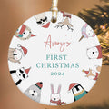 Customized First Christmas Baby Ornament Gift, Personalized Woodland Creatures 3 Inch Ceramic Christmas Ornament, Holiday Keepsake Ornament, Gift For Baby CX02-58 - Kindlytoys