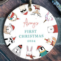 Customized First Christmas Baby Ornament Gift, Personalized Woodland Creatures 3 Inch Ceramic Christmas Ornament, Holiday Keepsake Ornament, Gift For Baby CX02-58 - Kindlytoys