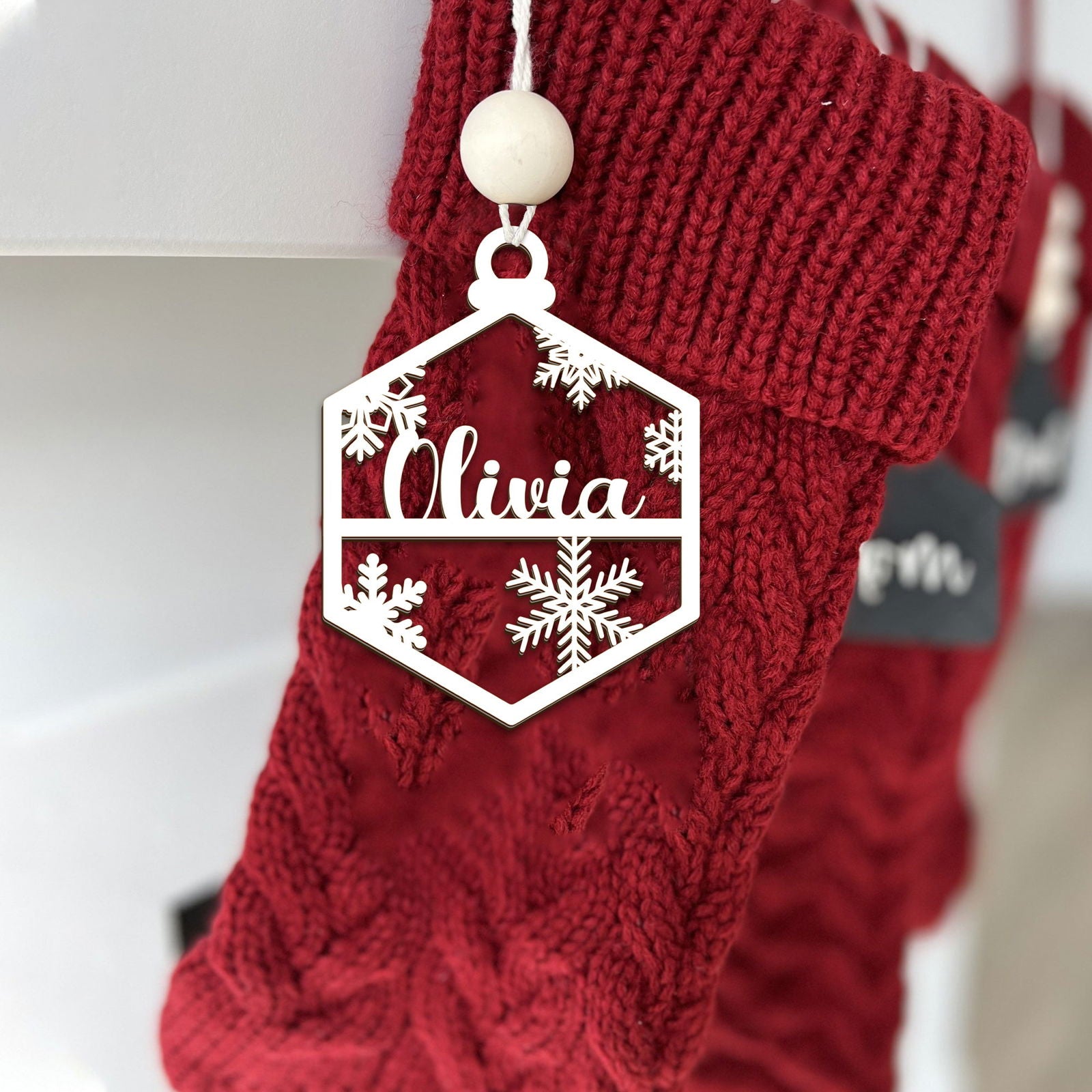 Customized Wooden Name Tags for Place Setting, Christmas Stocking Name Tags KT33 - Kindlytoys