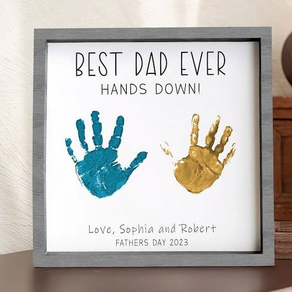 DIY Wooden Handprint for Father, Best Dad Ever Handprint, Gift ideas for dad, Personalized gifts for dad, Fathers Day Gift HW01 - Kindlytoys