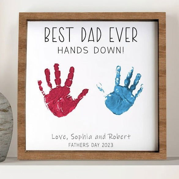 DIY Wooden Handprint for Father, Best Dad Ever Handprint, Gift ideas for dad, Personalized gifts for dad, Fathers Day Gift HW01 - Kindlytoys