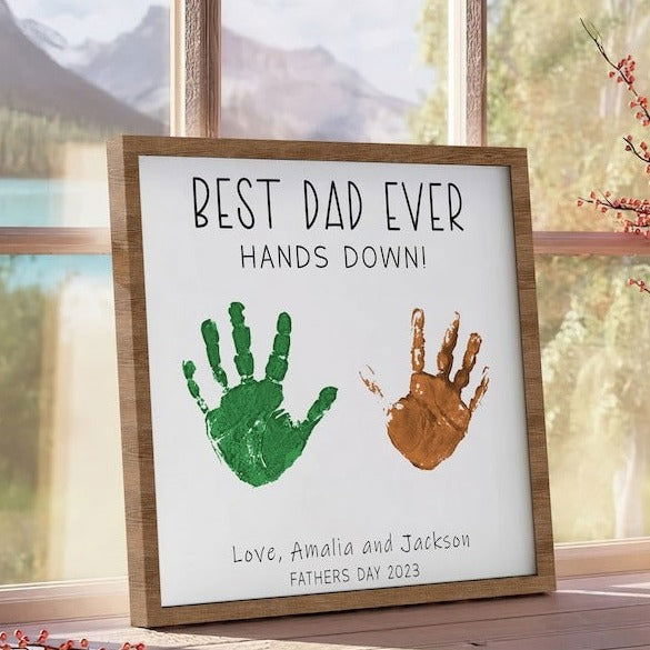 DIY Wooden Handprint for Father, Best Dad Ever Handprint, Gift ideas for dad, Personalized gifts for dad, Fathers Day Gift HW01 - Kindlytoys