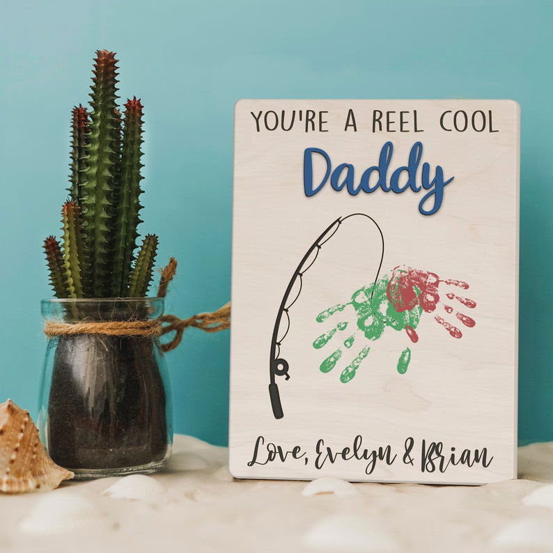 Daddy Fishing Handprint, Fishing Handprint For Father Day Gift, Fish Handprint FH01 - Kindlytoys