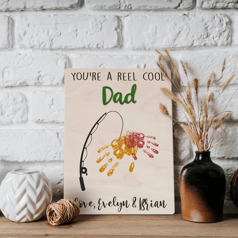 Daddy Fishing Handprint, Fishing Handprint For Father Day Gift, Fish Handprint FH01 - Kindlytoys