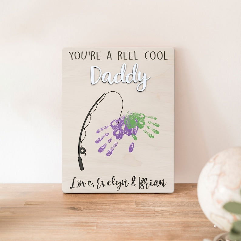 Daddy Fishing Handprint, Fishing Handprint For Father Day Gift, Fish Handprint FH01 - Kindlytoys