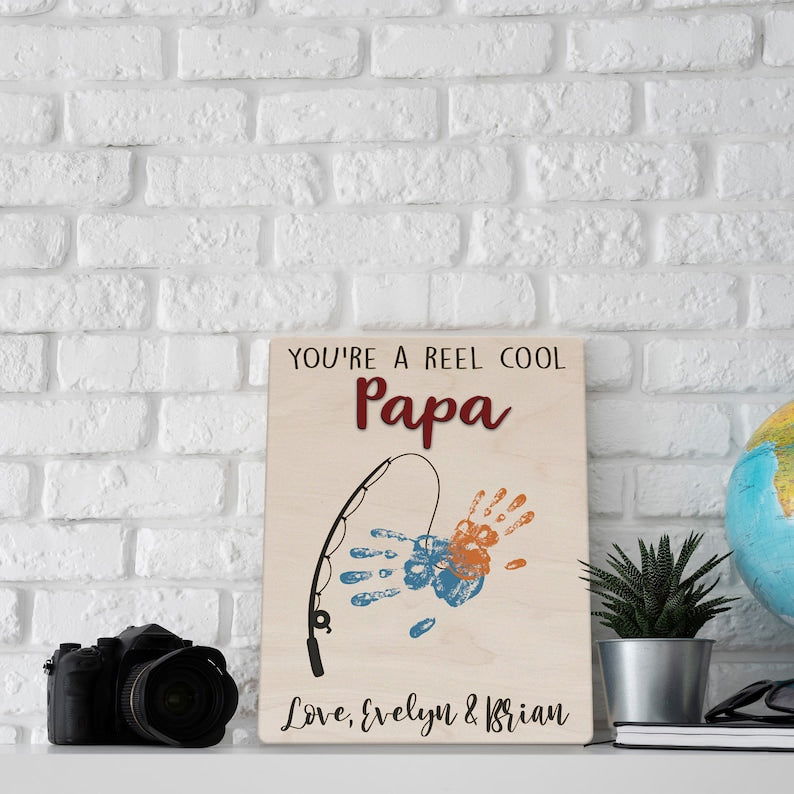 Daddy Fishing Handprint, Fishing Handprint For Father Day Gift, Fish Handprint FH01 - Kindlytoys