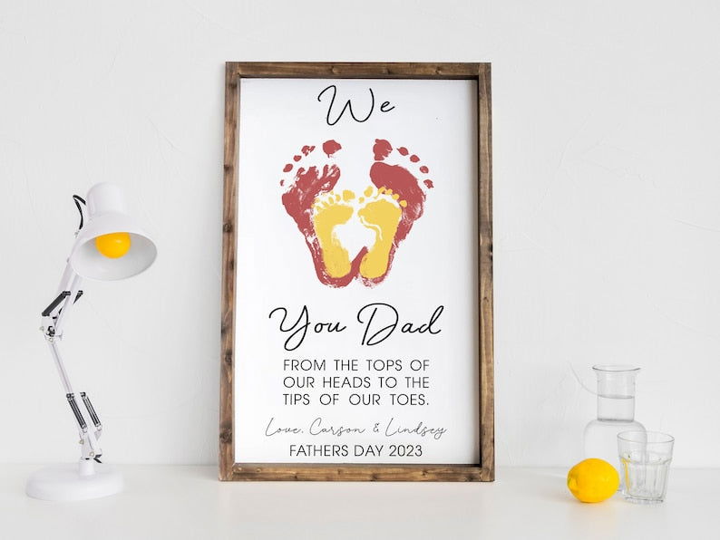 Father's Day Wooden Footprint Sign, Art For Father, Gift For Dad, Gift ideas for Papa WF01 - Kindlytoys