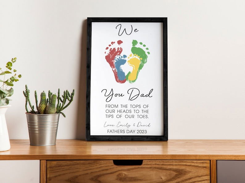 Father's Day Wooden Footprint Sign, Art For Father, Gift For Dad, Gift ideas for Papa WF01 - Kindlytoys
