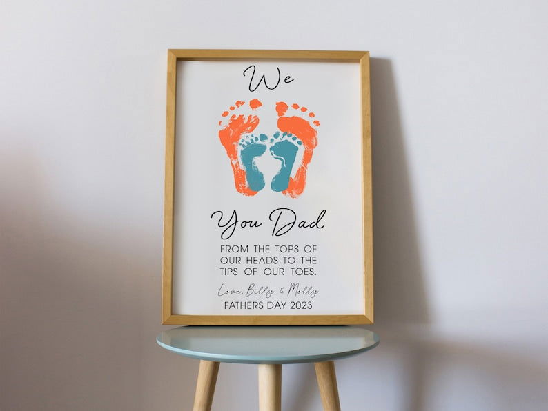 Father's Day Wooden Footprint Sign, Art For Father, Gift For Dad, Gift ideas for Papa WF01 - Kindlytoys