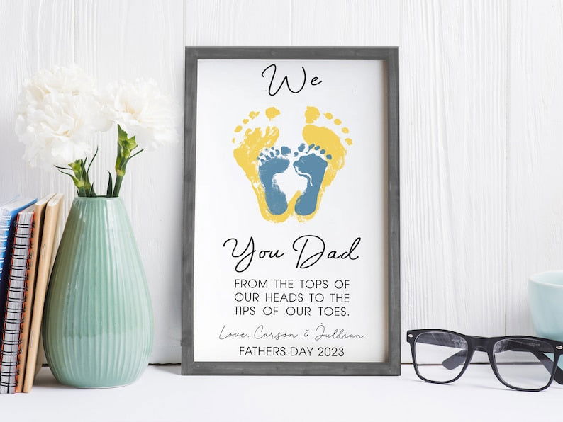 Father's Day Wooden Footprint Sign, Art For Father, Gift For Dad, Gift ideas for Papa WF01 - Kindlytoys